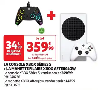 Auchan La console xbox séries s + la manette filaire xbox afterglow offre