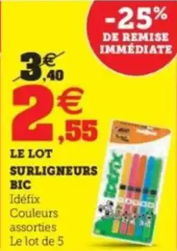 Hyper U Surligneurs bic offre