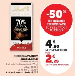 Super U Chocolat lindt excellence offre