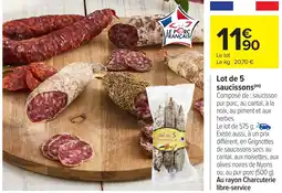 Carrefour Market Lot de 5 saucissons offre