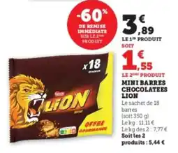 Super U Mini barres chocolatees lion offre