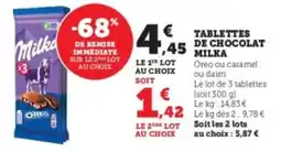 Super U Tablettes de chocolat milka offre