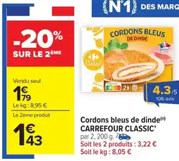 Carrefour Market CARREFOUR CLASSIC Cordons bleus de dinde offre