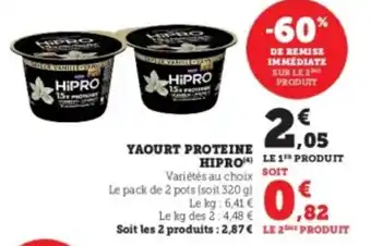 Super U Yaourt proteine hipro offre