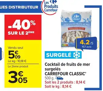 Carrefour Market CARREFOUR CLASSIC Cocktail de fruits de mer surgelés . offre