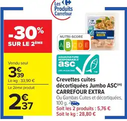 Carrefour Market CARREFOUR EXTRA Crevettes cuites décortiquées Jumbo ASC offre