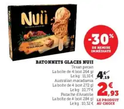 Super U Batonnets glaces nuii offre