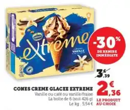 Super U Cones creme glacee extreme offre
