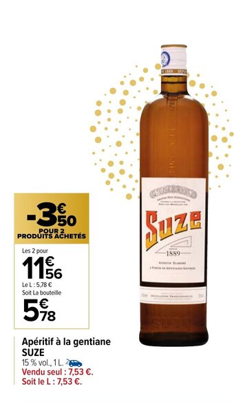 Carrefour Apèritif A La Gentiane Suze offre