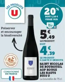 Super U Saint nicolas de bourgueil aop rouge les hauts buis u offre