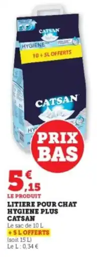 Super U Litiere pour chat hygiene plus catsan offre