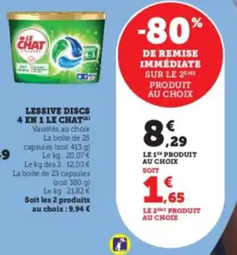 Super U Lessive discs 4 en 1 le chat offre