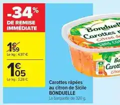 Carrefour Drive Bonduelle - carottes râpées au citron de sicile offre