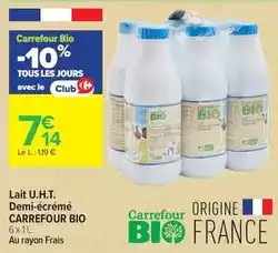 Carrefour Drive Carrefour - bio lait u.h.t. demi-écrémé offre