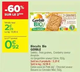 Carrefour Drive Gerblé - biscuits bio offre