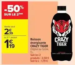 Carrefour Drive Crazy tiger - boisson énergisante offre