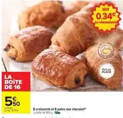 Carrefour 8 croissants et 8 pains aux chocolat offre