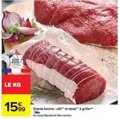Carrefour Francaise - viande bovine: rôti et steak à griller offre