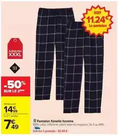 Carrefour Tex - pantalon flanelle homme offre