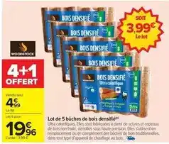 Carrefour Woodstock - lot de 5 bûches de bois densifié offre