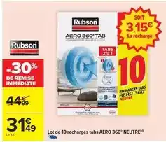 Carrefour Rubson - lot de 10 recharges tabs aero 360° neutre offre