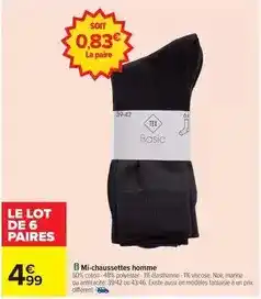 Carrefour Tex - mi-chaussettes homme offre