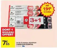 Carrefour Carrefour - lot de 4 rouleaux aluminium offre