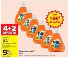 Carrefour Paic - liquide vaisselle offre