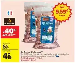 Carrefour Woodstock - bûchettes d'allumage offre