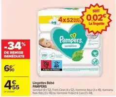 Carrefour Pampers - lingettes bébé offre