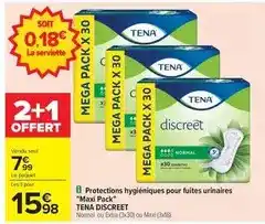 Carrefour Tena - protections hygiéniques pour fuites urinaires offre