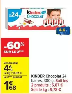 Carrefour Kinder - chocolat 24 offre