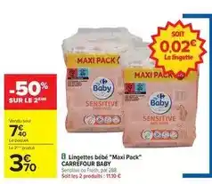 Carrefour Carrefour - lingettes bébé maxi pack offre