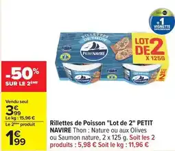 Carrefour Petit navire - rillettes de poisson lot de 2 offre
