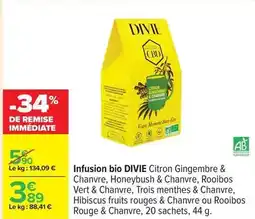 Carrefour Divie - infusion bio offre