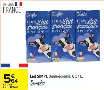 Carrefour Simpl - lait offre