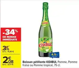 Carrefour Kidibul - boisson pétillante pomme, pomme fraise ou pomme tropical offre