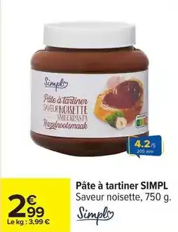 Carrefour Simply - pâte à tartiner offre