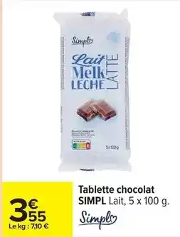 Carrefour Simply - tablette chocolat offre
