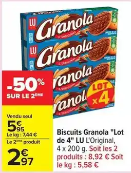 Carrefour Lu - biscuits granola offre