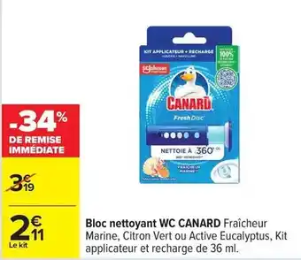 Carrefour Canard - bloc nettoyant wc offre