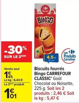 Carrefour Carrefour - biscuits fourrés bingo offre