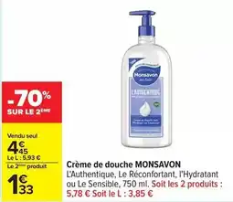 Carrefour Monsavon - crème de douche offre