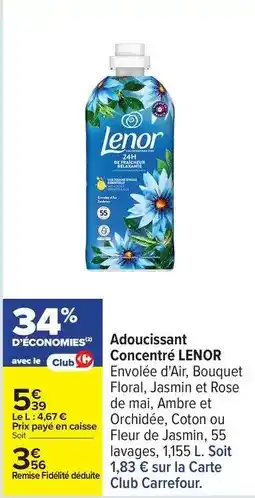 Carrefour Lenor - adoucissant concentré offre