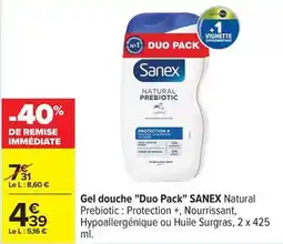 Carrefour Sanex - gel douche duo pack offre
