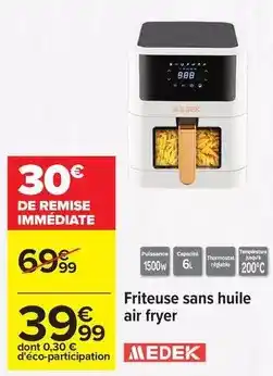 Carrefour Medek - friteuse sans huile air fryer offre