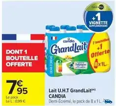 Carrefour Candia - lait u.h.t grandlait offre