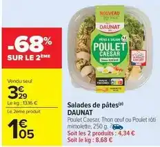 Carrefour Daunat - salades de pâtes offre