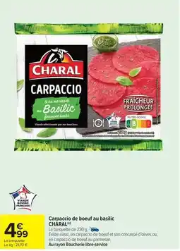Carrefour Charal - carpaccio de boeuf au basilic offre