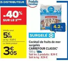 Carrefour Carrefour - cocktail de fruits de mer surgelés classic' offre